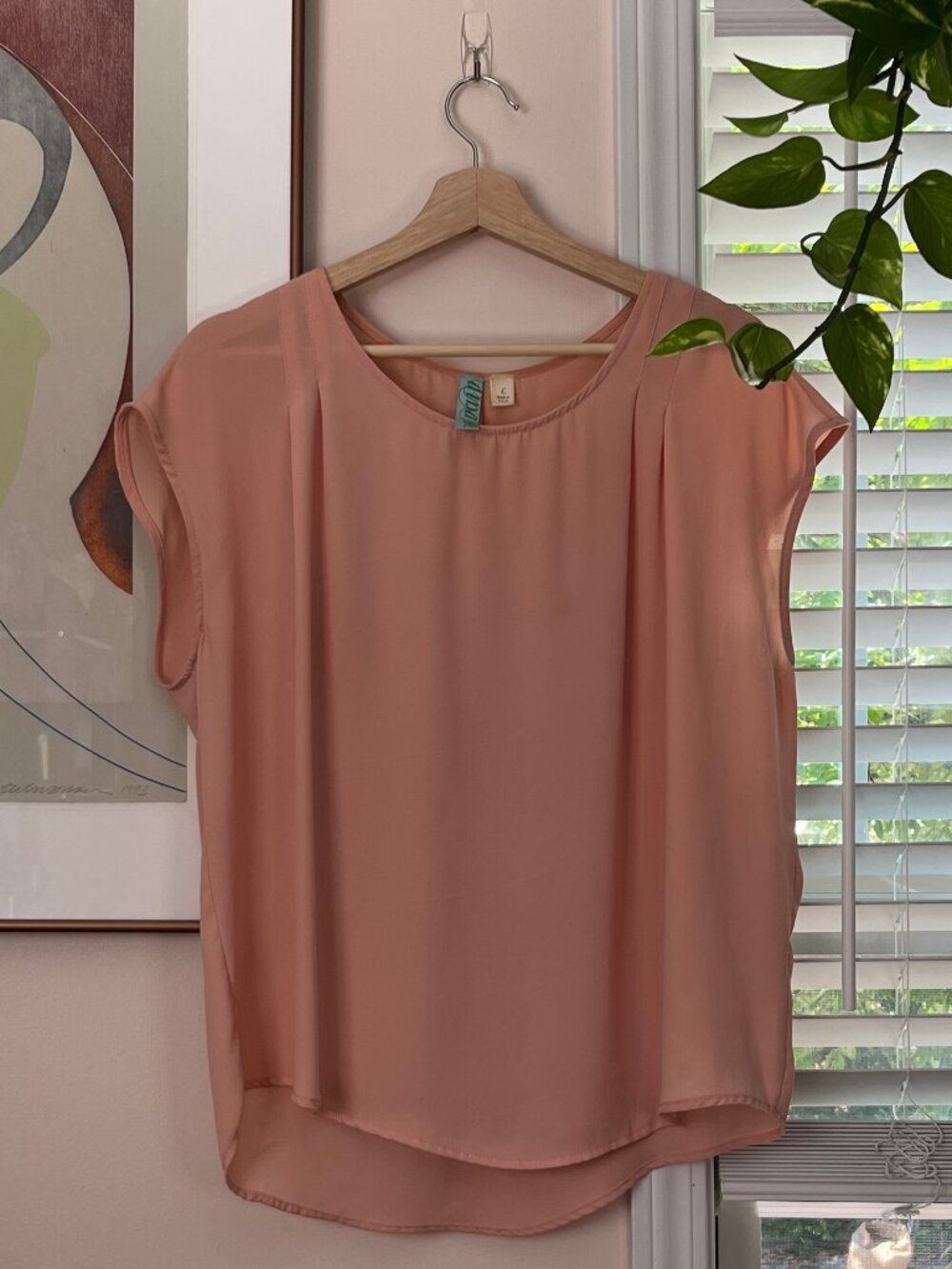 Dusty Pink Cap Sleeve Chiffon Top